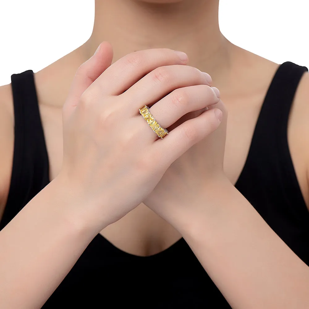 Citrine Square Cut Band Ring