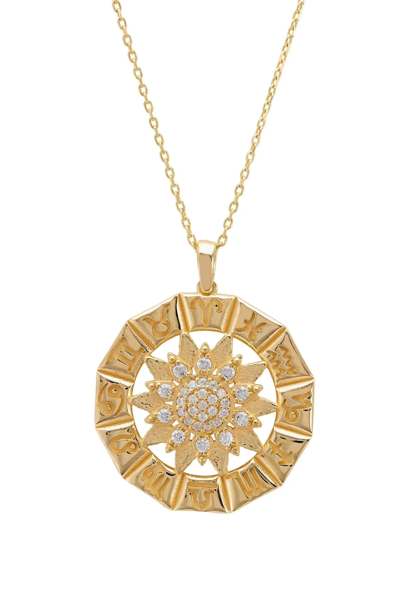 Constellation Zodiac Pendant Necklace Gold