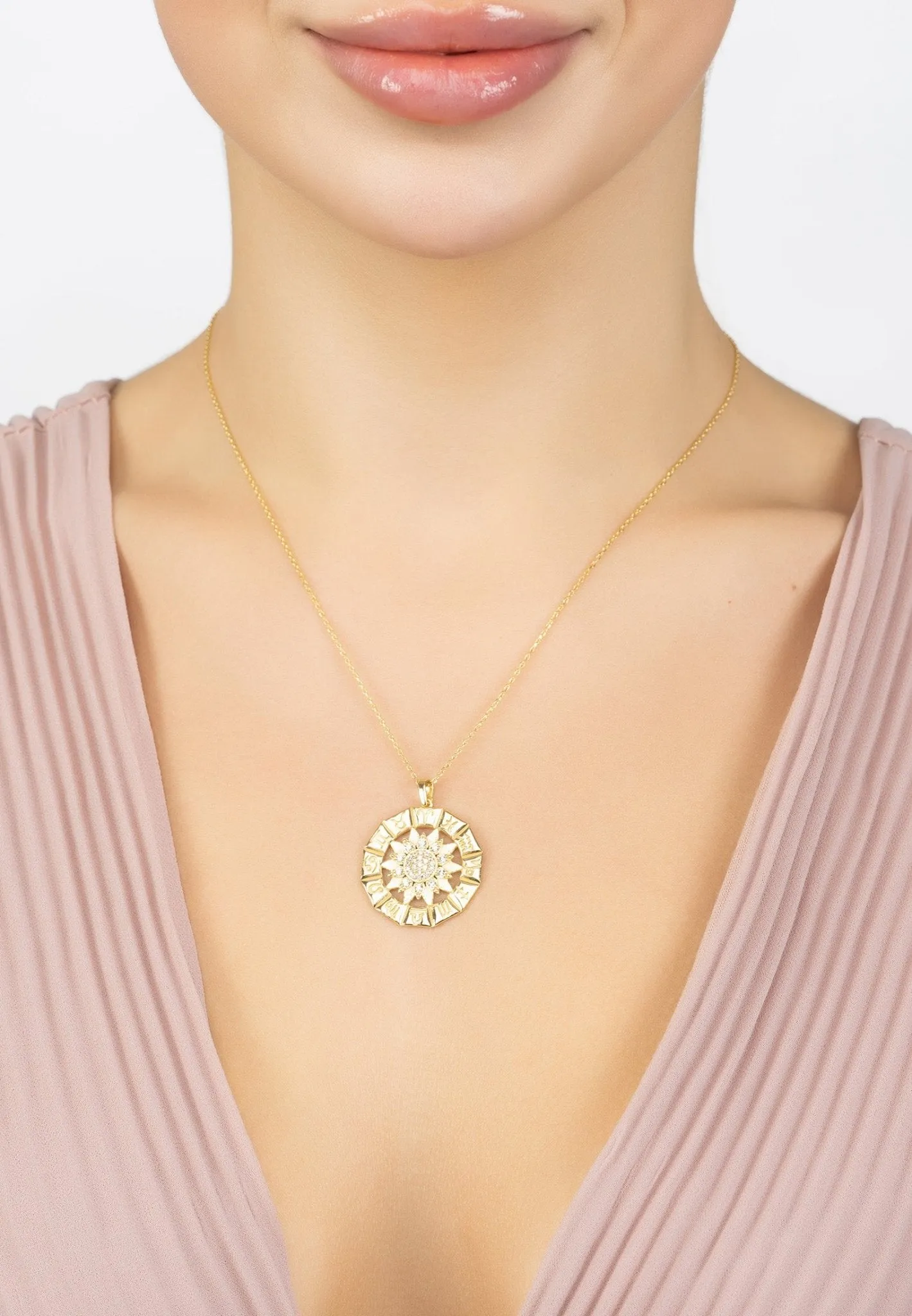Constellation Zodiac Pendant Necklace Gold