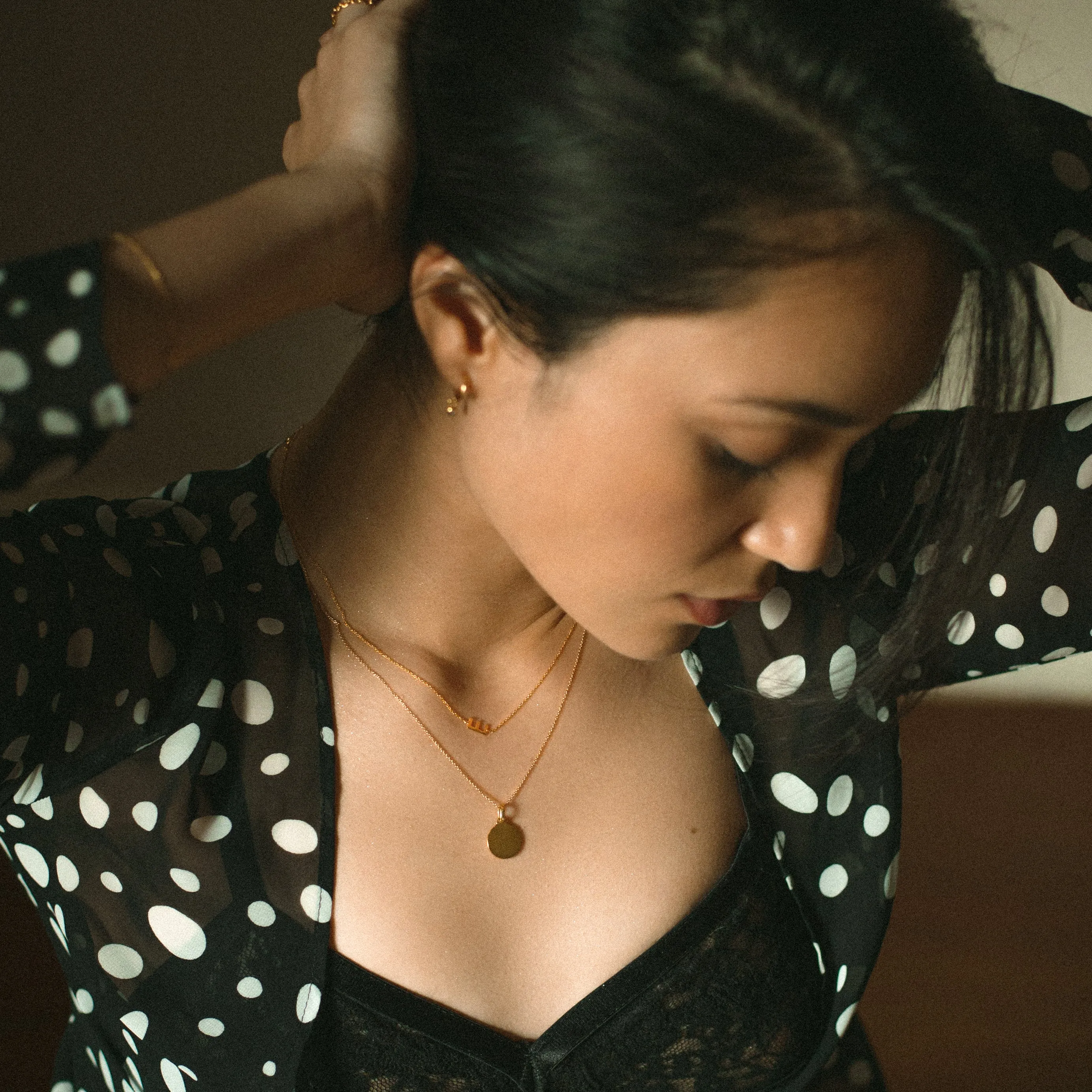 Disc Pendant Necklace, Solid Gold, Free Manual Engraving