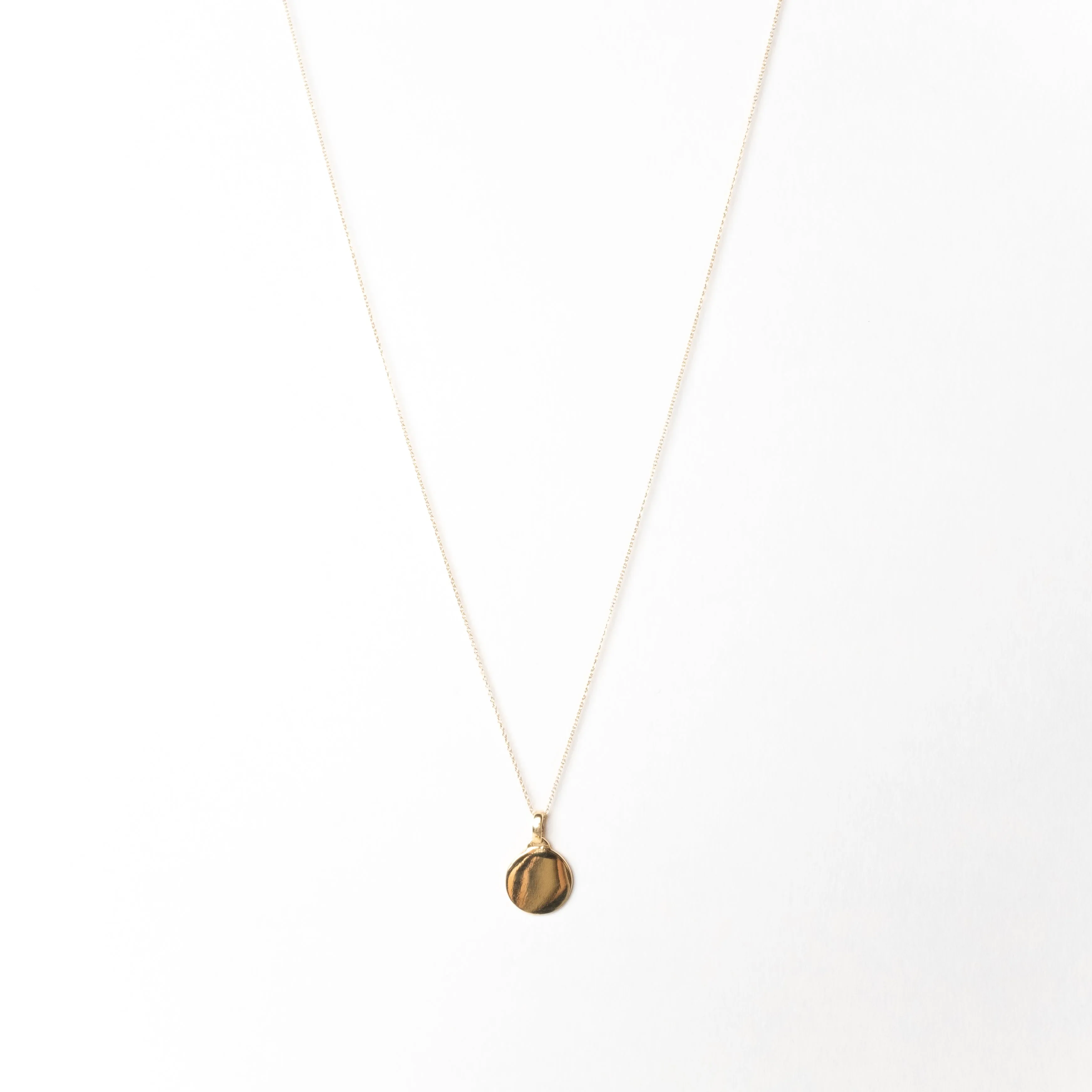 Disc Pendant Necklace, Solid Gold, Free Manual Engraving