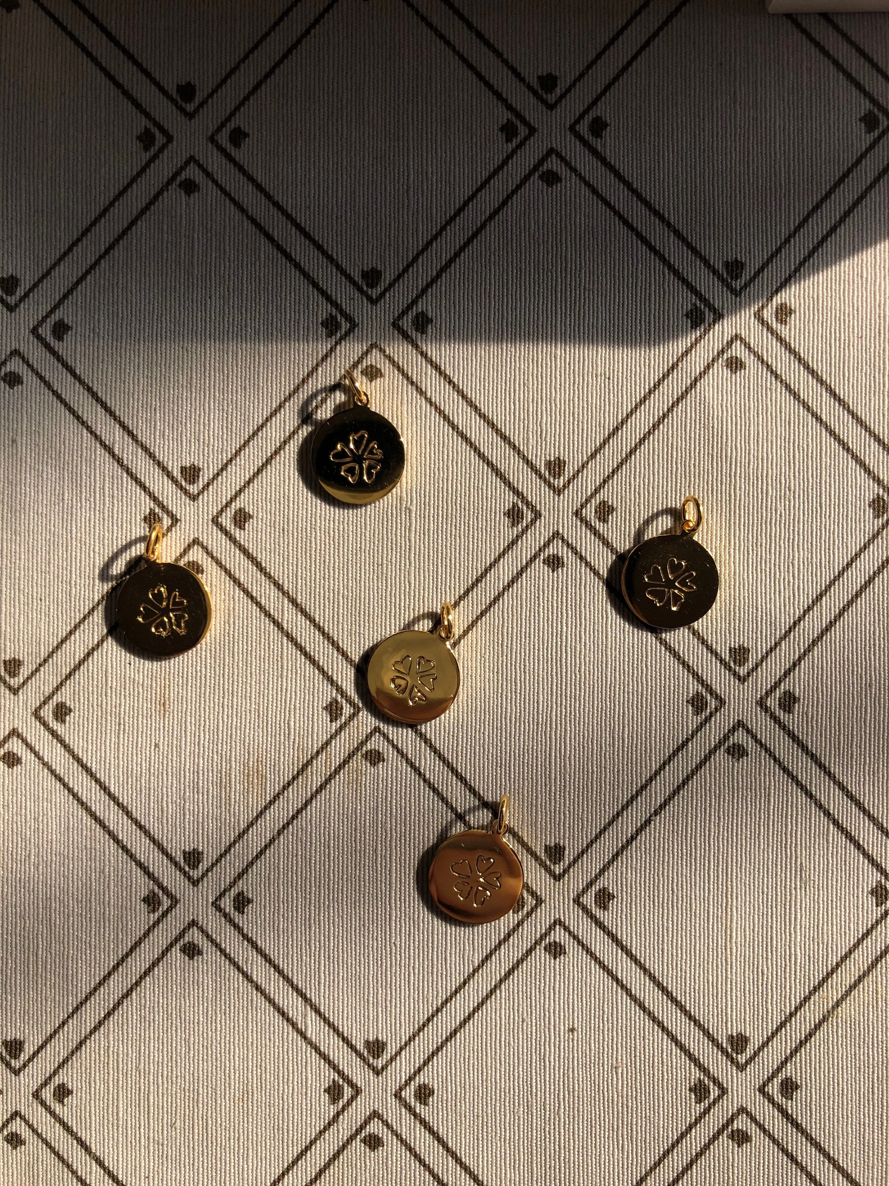 Disc Pendant Necklace, Solid Gold, Free Manual Engraving