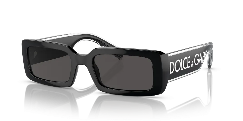 Dolce & Gabbana Rectangular Non-Polarized Sunglasses - Black/Dark Gray