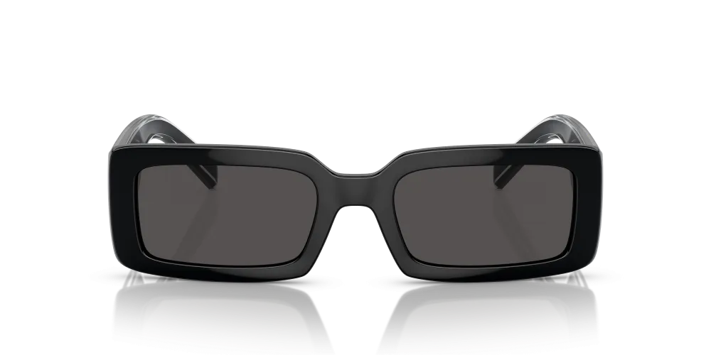 Dolce & Gabbana Rectangular Non-Polarized Sunglasses - Black/Dark Gray