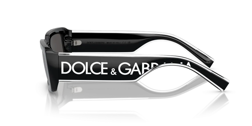 Dolce & Gabbana Rectangular Non-Polarized Sunglasses - Black/Dark Gray