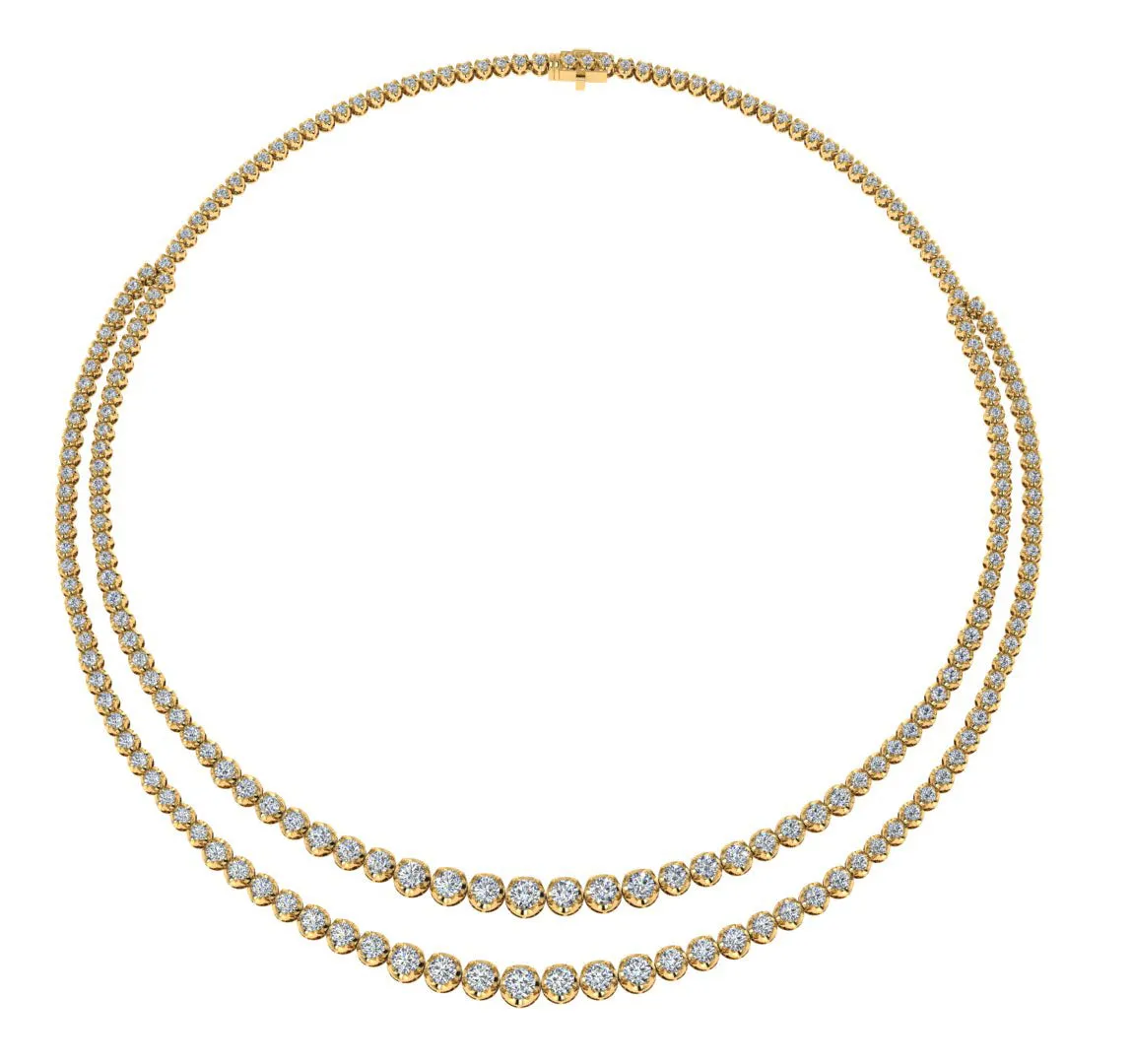 Double Row 15 Carat Round Brilliant Cut Diamond Illusion Set Tennis Necklace NE51062