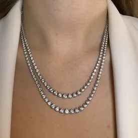 Double Row 15 Carat Round Brilliant Cut Diamond Illusion Set Tennis Necklace NE51062