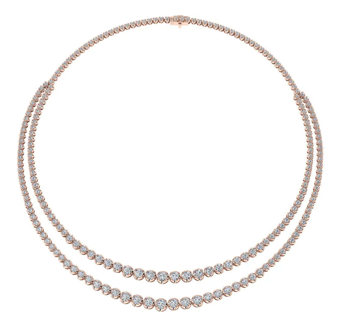Double Row 15 Carat Round Brilliant Cut Diamond Illusion Set Tennis Necklace NE51062