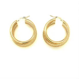 Double Row Hoop Earrings - 14kt Yellow Gold