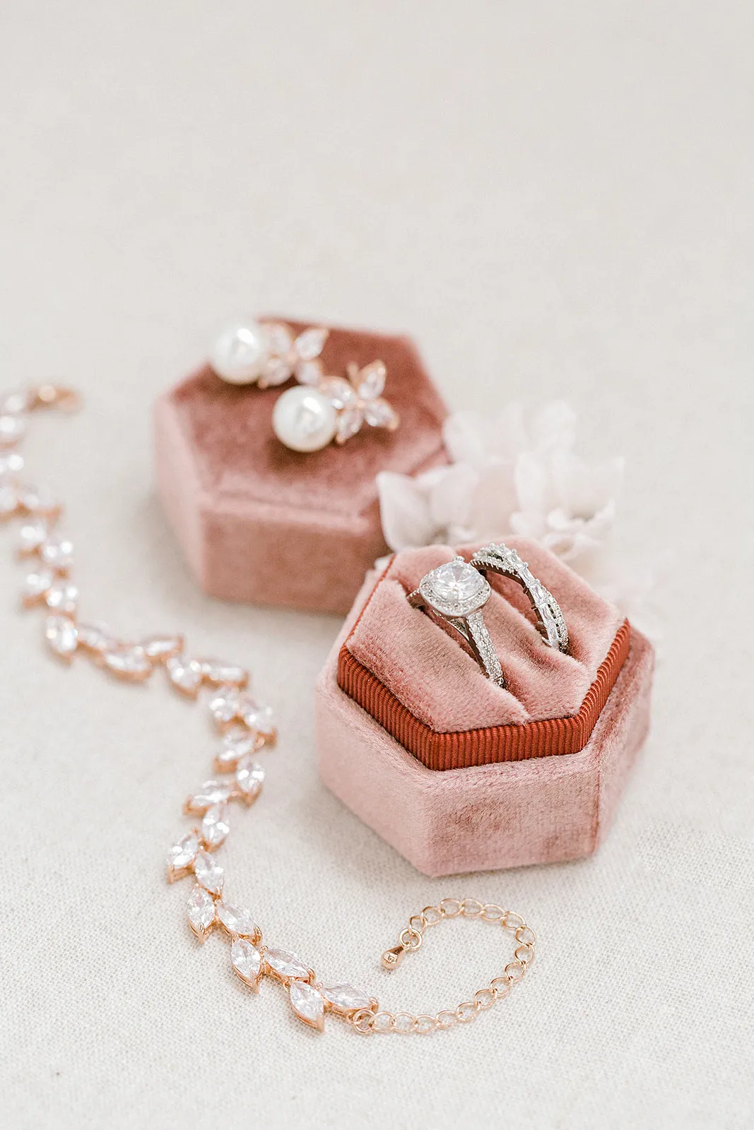 Dusty Rose Hexagon Ring Box