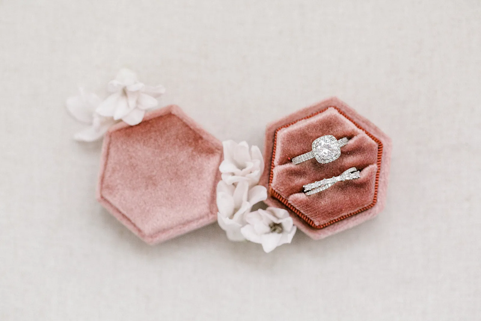 Dusty Rose Hexagon Ring Box