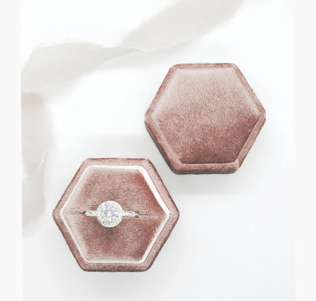Dusty Rose Hexagon Ring Box