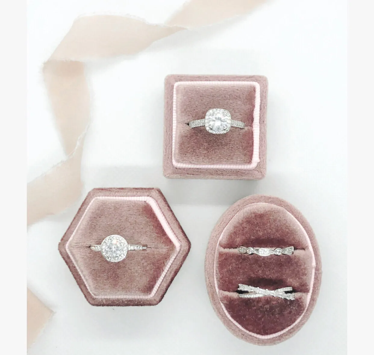 Dusty Rose Hexagon Ring Box