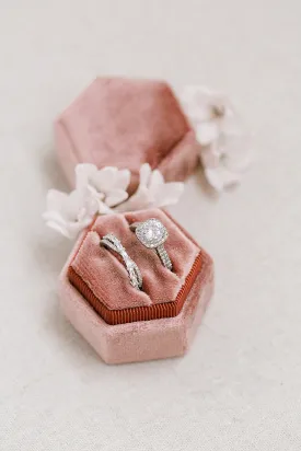 Dusty Rose Velvet Hexagon Ring Box