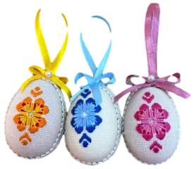 Embroidered Egg-Shaped Ornament Sets