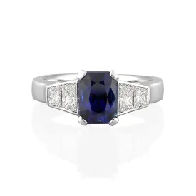 Emerald Cut Tanzanite & Diamond Ring