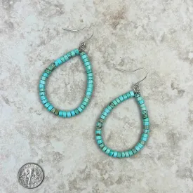 ERZ220905 roundel turquoise stone teardrop hoop Earrings