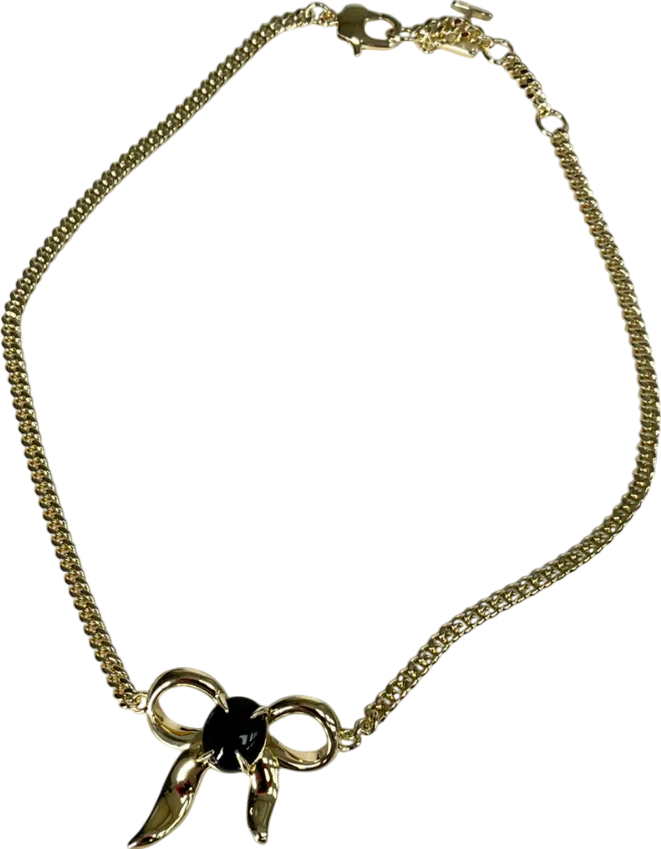 F   H studios Metallic Bow Choker Necklace One Size