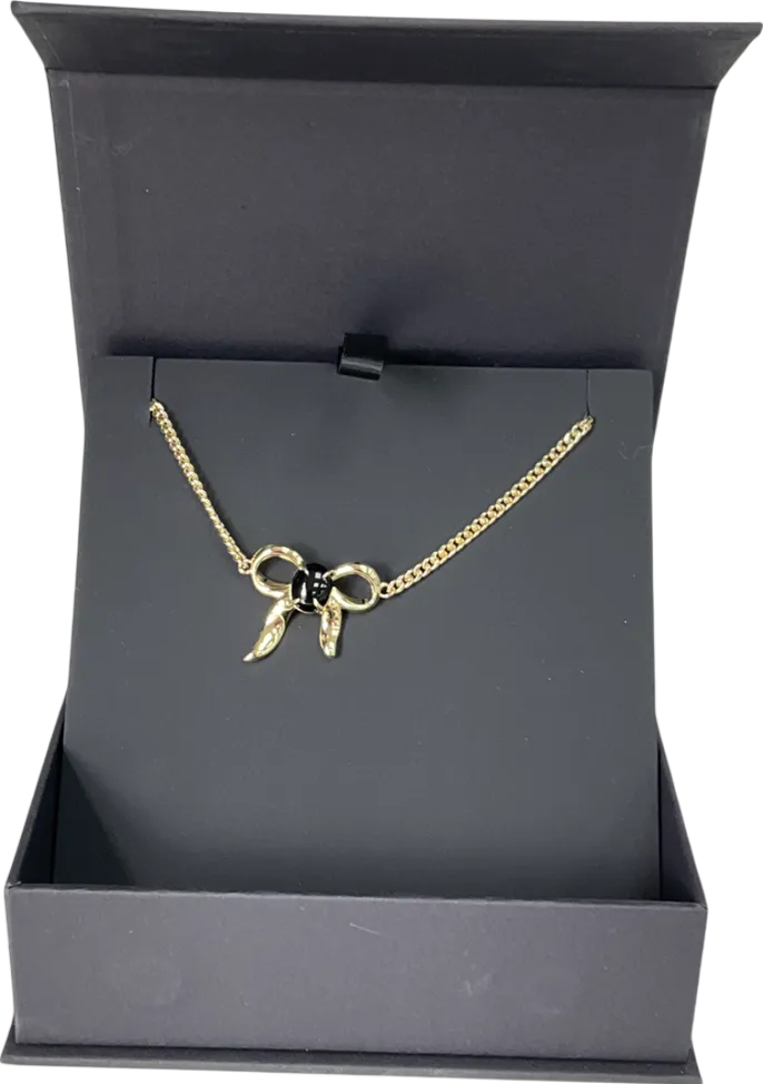 F   H studios Metallic Bow Choker Necklace One Size