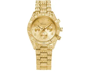 Geneva Crystal Quartz Stainless Steel Analog Sport Watch