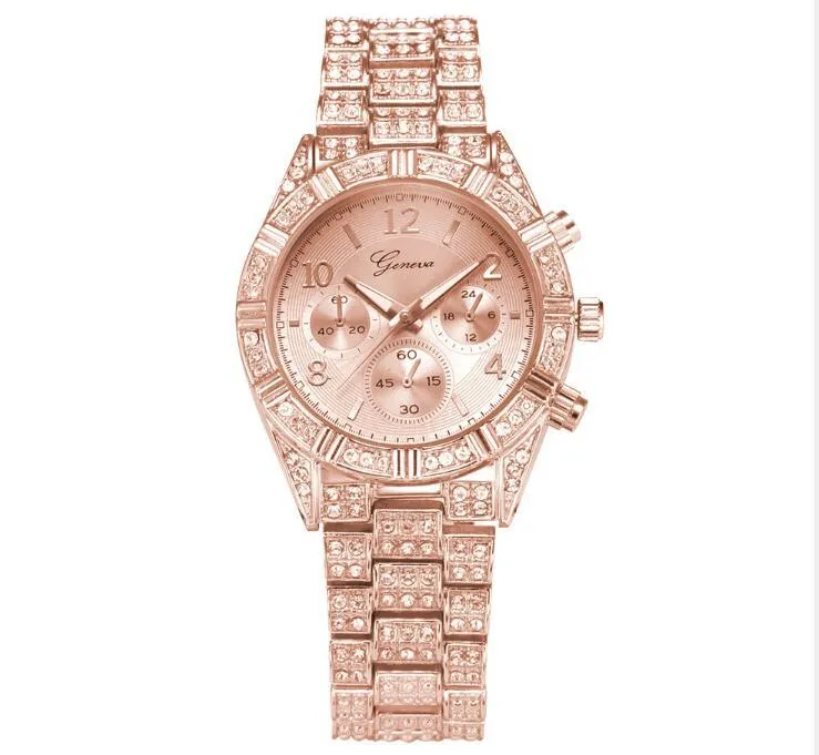 Geneva Crystal Quartz Stainless Steel Analog Sport Watch