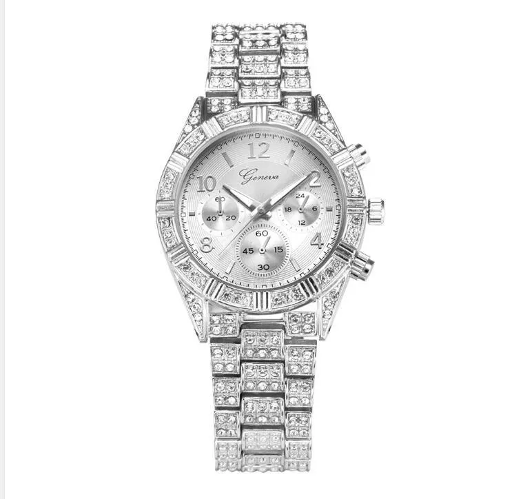 Geneva Crystal Quartz Stainless Steel Analog Sport Watch