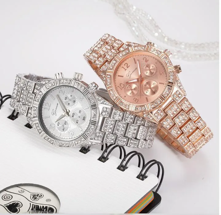 Geneva Crystal Quartz Stainless Steel Analog Sport Watch