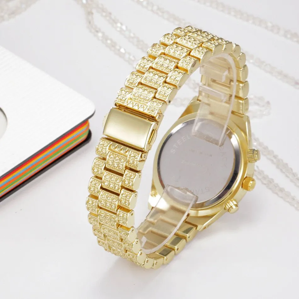 Geneva Crystal Quartz Stainless Steel Analog Sport Watch