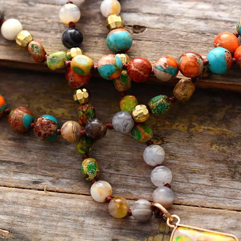 'Gidharra' Agate & Jasper Pendant Necklace