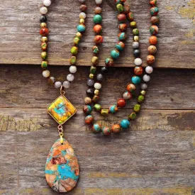 'Gidharra' Agate & Jasper Pendant Necklace