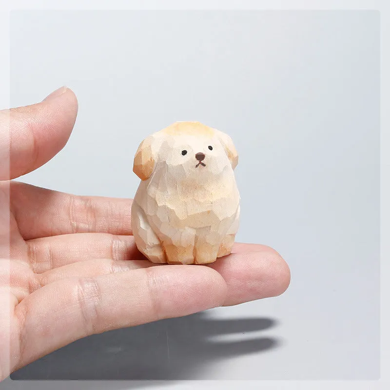 Gohobi Handmade Wooden White Hair Dog Ornament