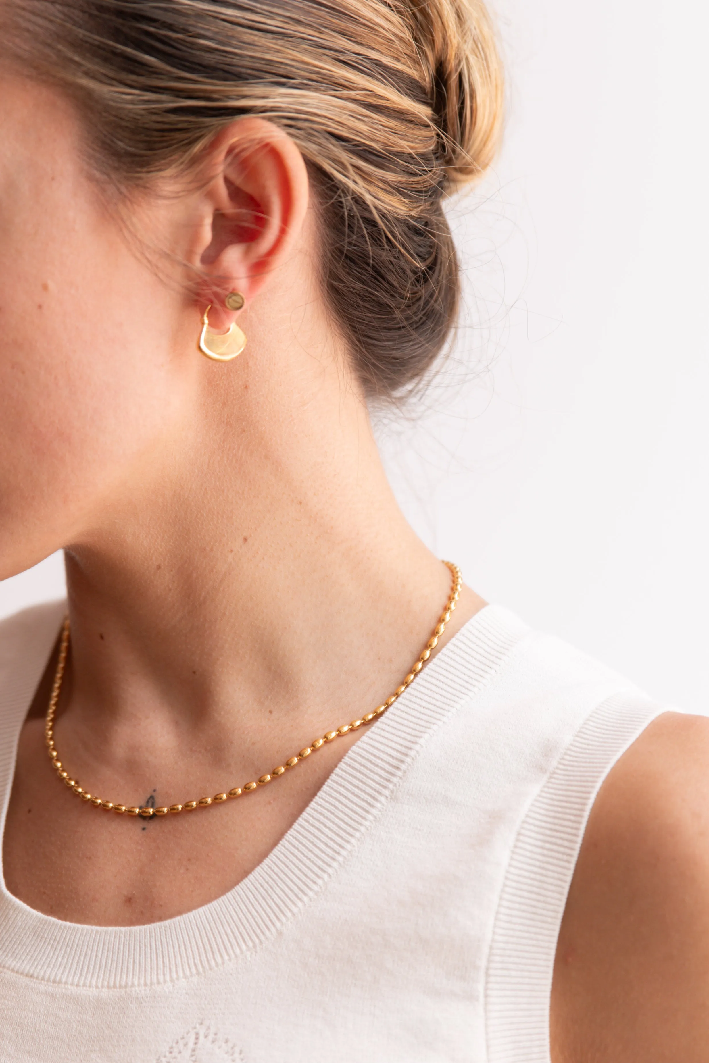 Gold Medium Gingko Hoops