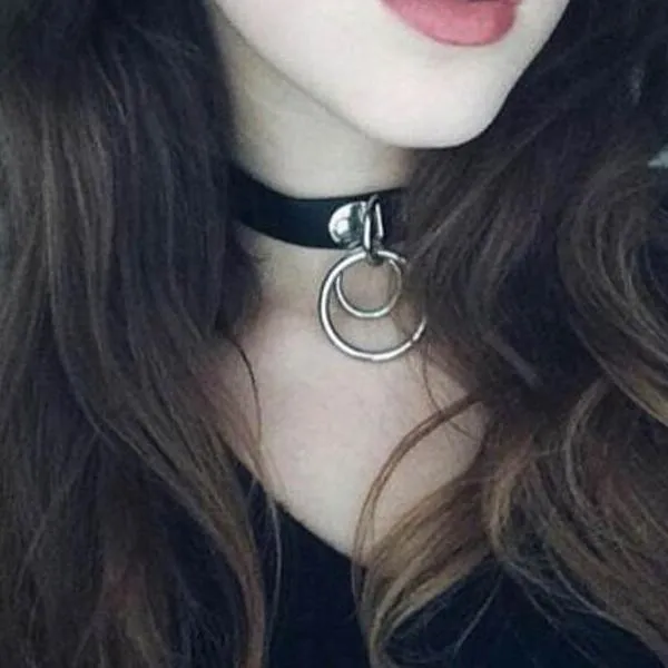 'Gothika' Black Goth Double O Ring choker