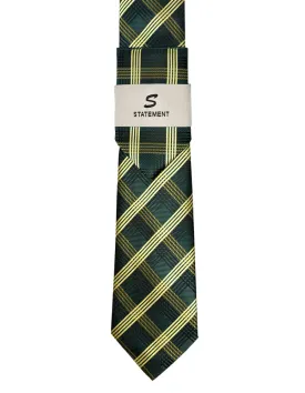 GREEN PLAID 2 PC TIE & HANKIE SET