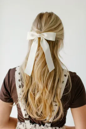 Hair Bow Barrette in Cream