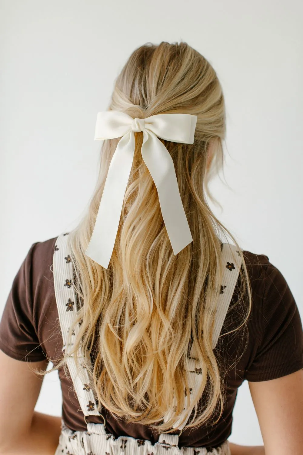 Hair Bow Barrette in Cream