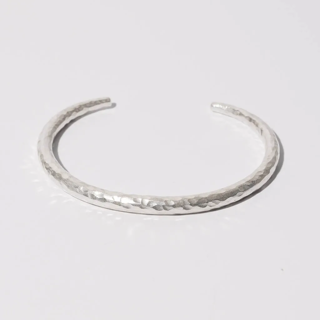 Hammered Cuff Bangle - Sterling Silver