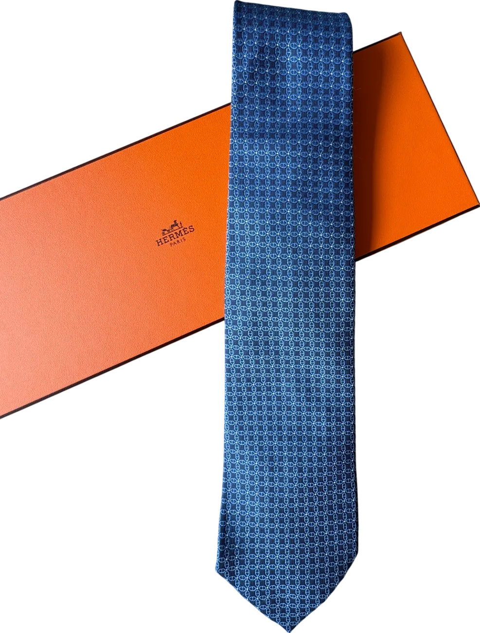 Hermès Blue Chain D'ancre 100% Silk Neck Tie759048T