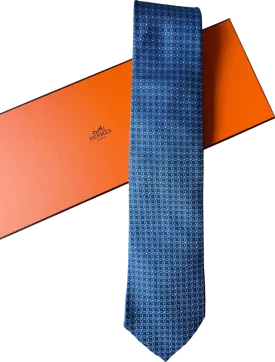 Hermès Blue Chain D'ancre 100% Silk Neck Tie759048T