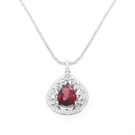 Hibiscus - Red Tourmaline & Diamond Necklace