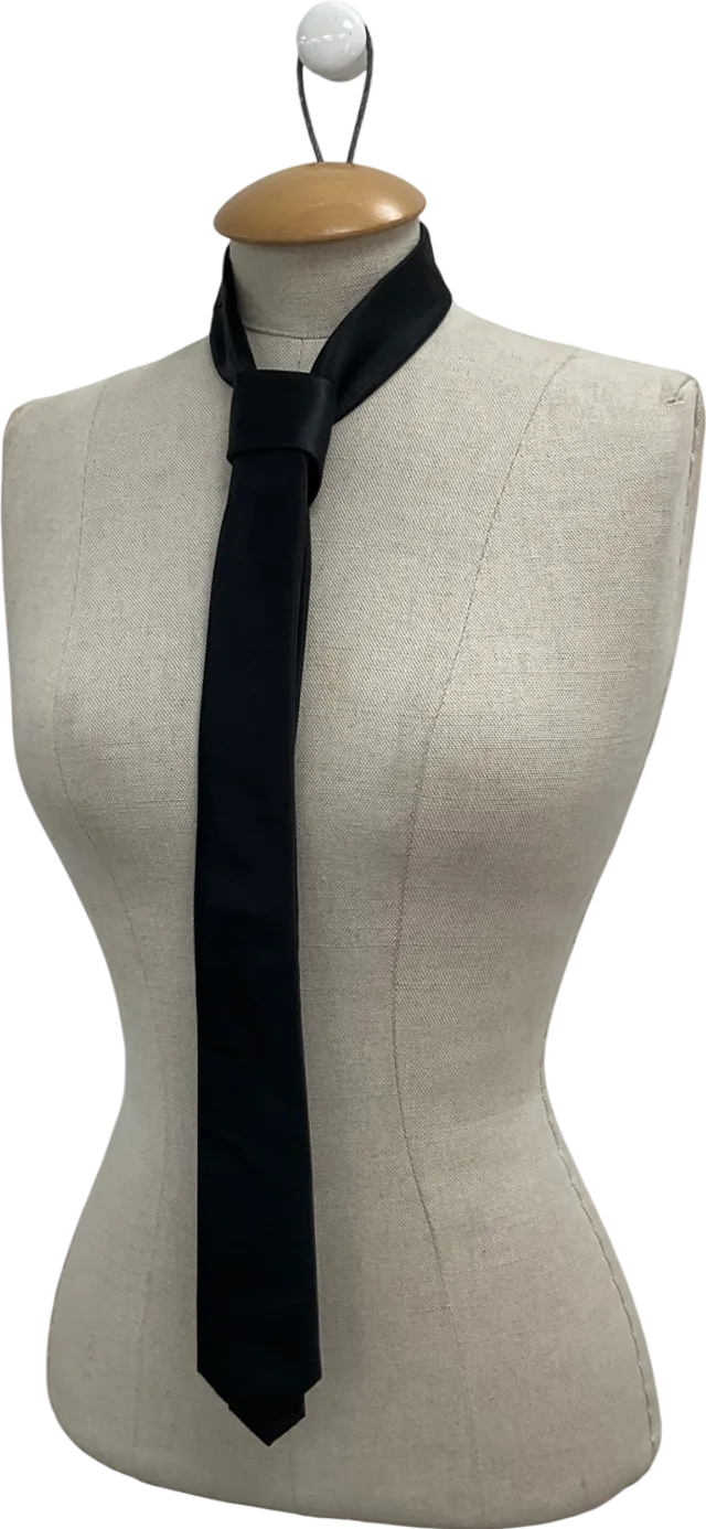 Hisdern Black Solid Colour Tie One Size