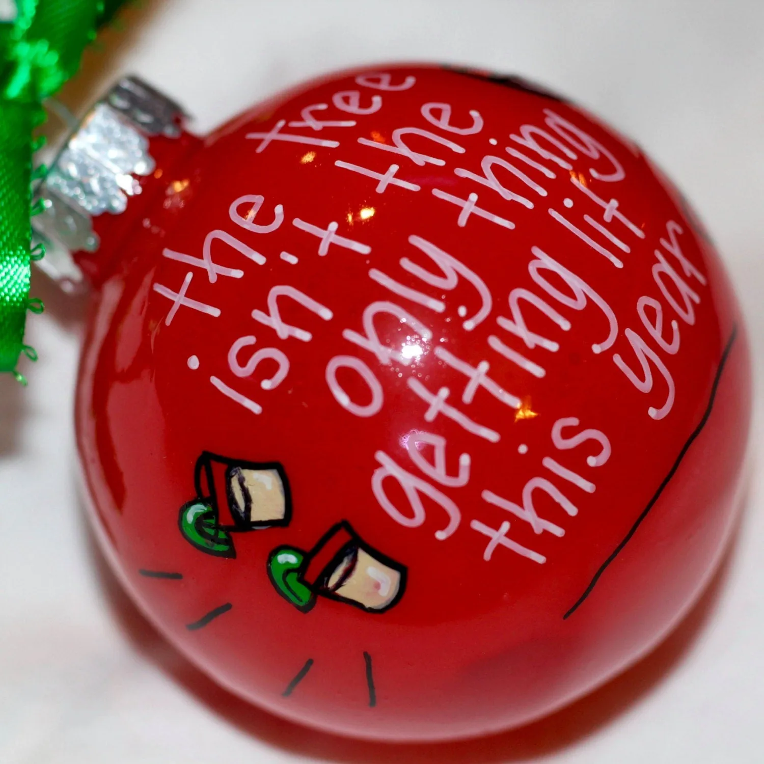 Holiday Christmas Ornament - "Getting Lit " - Hand Painted Ornament, Handmade Ornament, Drunk Santa, Secret Santa Gift, Tequila Shots
