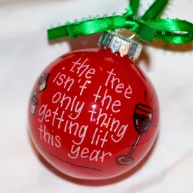 Holiday Christmas Ornament - "Getting Lit " - Hand Painted Ornament, Handmade Ornament, Drunk Santa, Secret Santa Gift, Tequila Shots