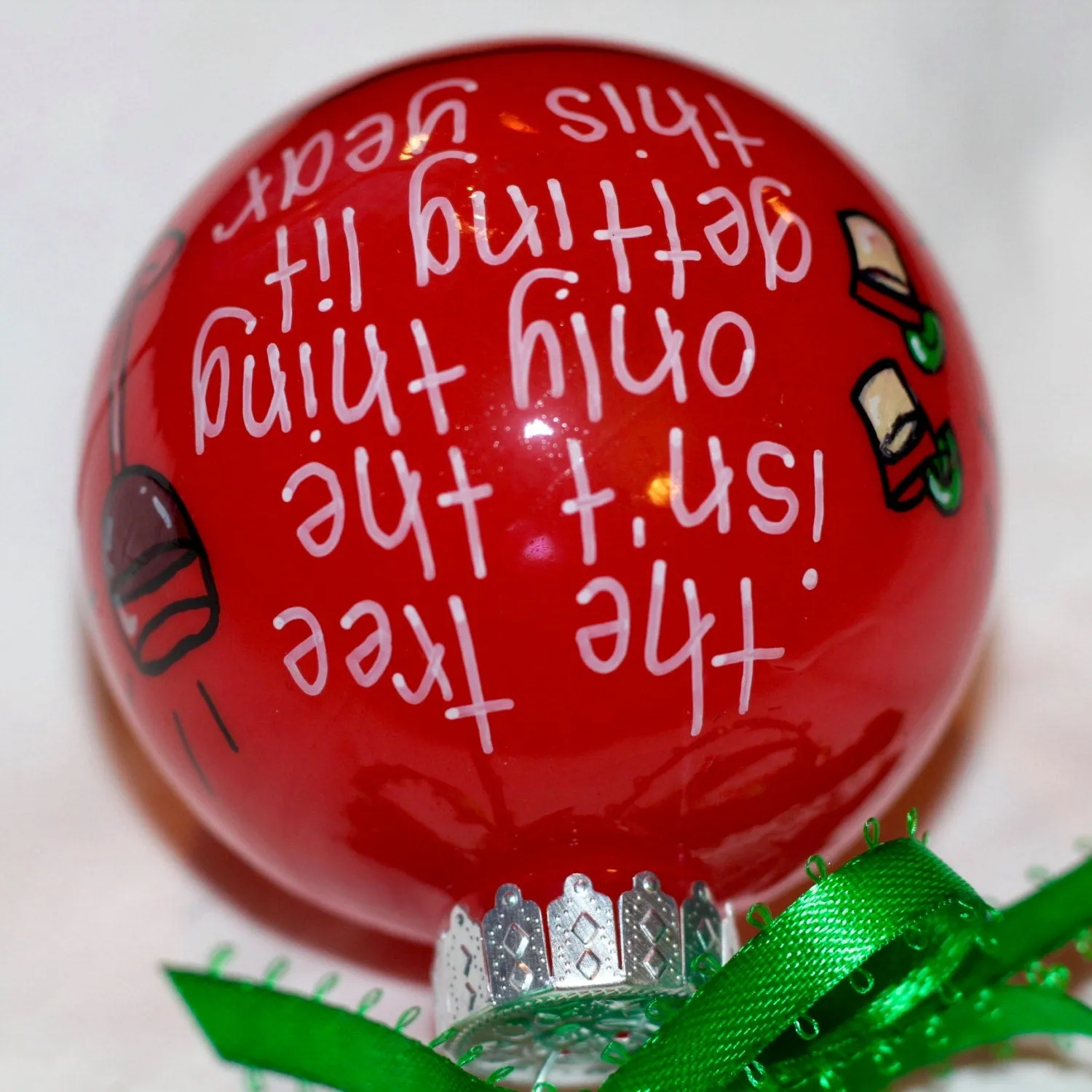 Holiday Christmas Ornament - "Getting Lit " - Hand Painted Ornament, Handmade Ornament, Drunk Santa, Secret Santa Gift, Tequila Shots