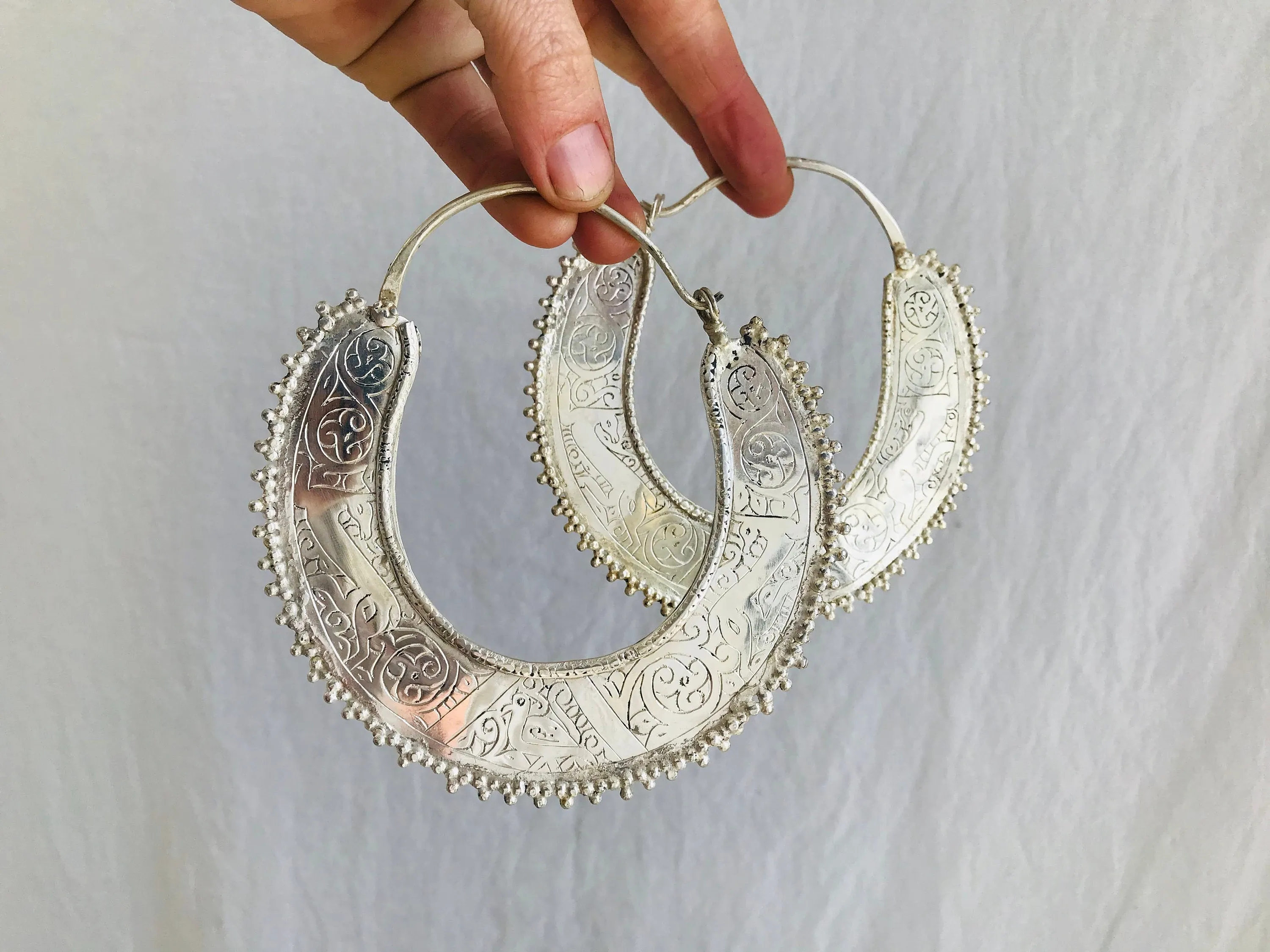Huge Kuchi Hoop Earrings. Saw blade Afghani Hoops.