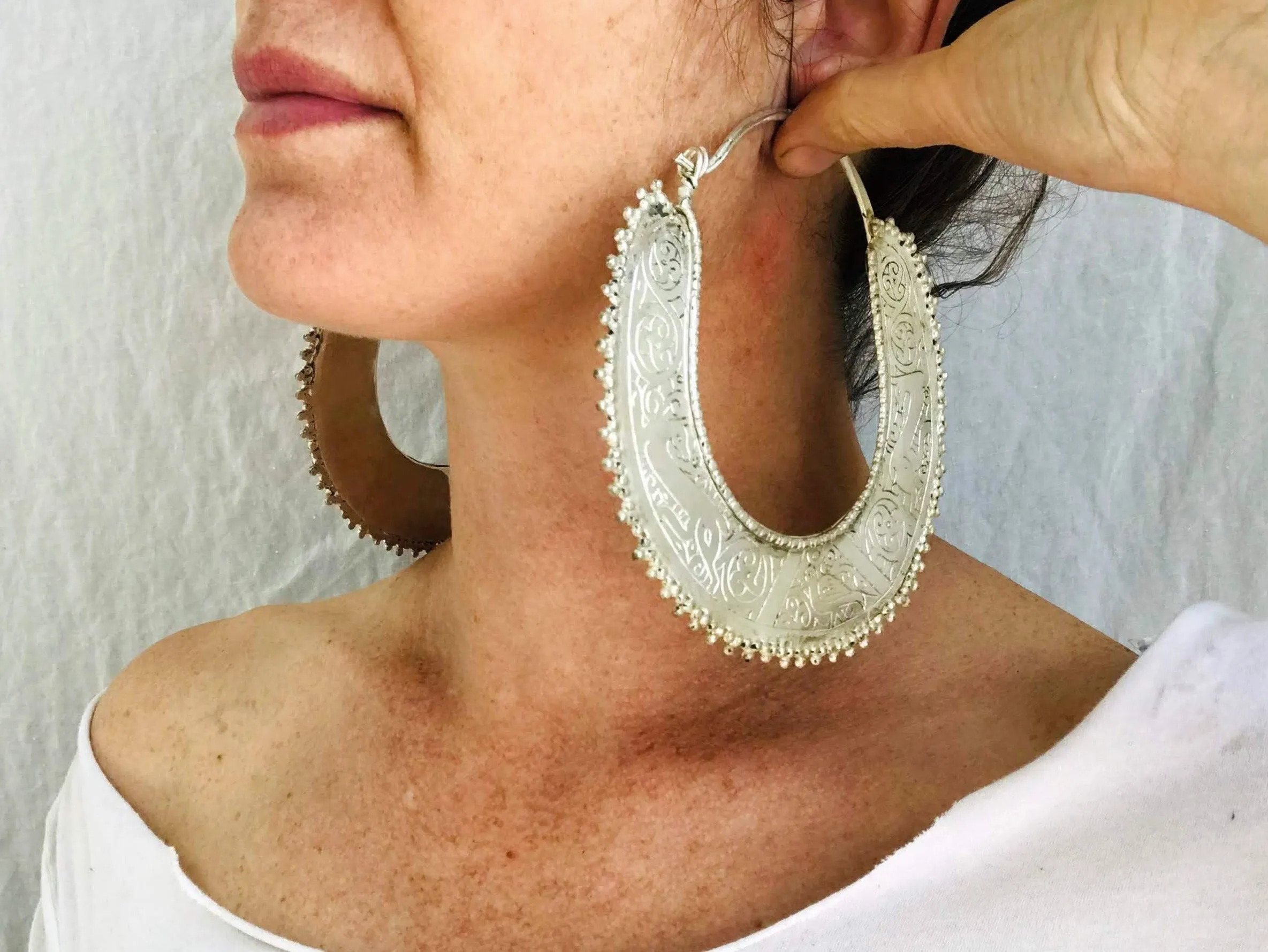 Huge Kuchi Hoop Earrings. Saw blade Afghani Hoops.