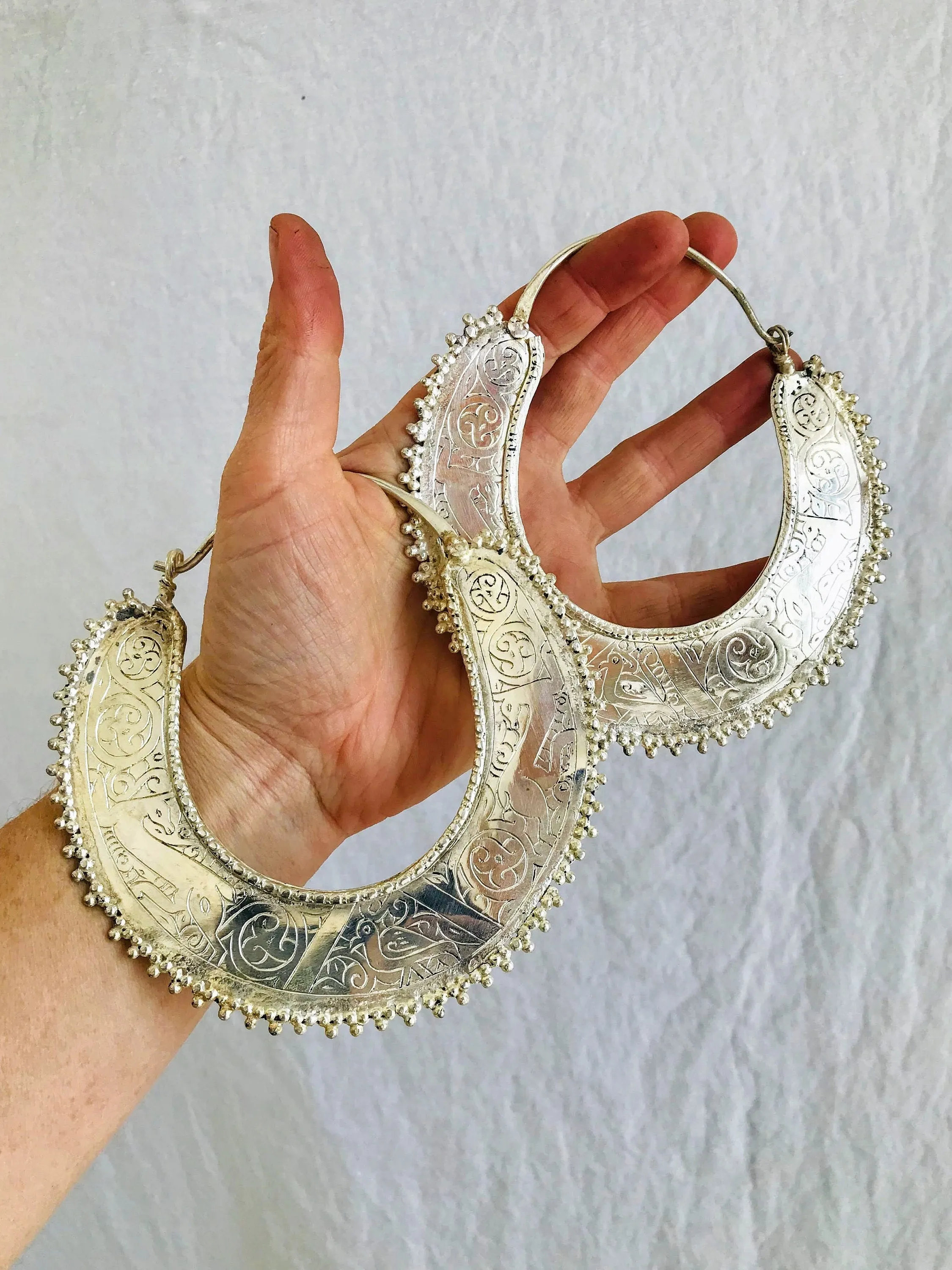 Huge Kuchi Hoop Earrings. Saw blade Afghani Hoops.