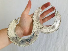 Huge Kuchi Hoop Earrings. Saw blade Afghani Hoops.