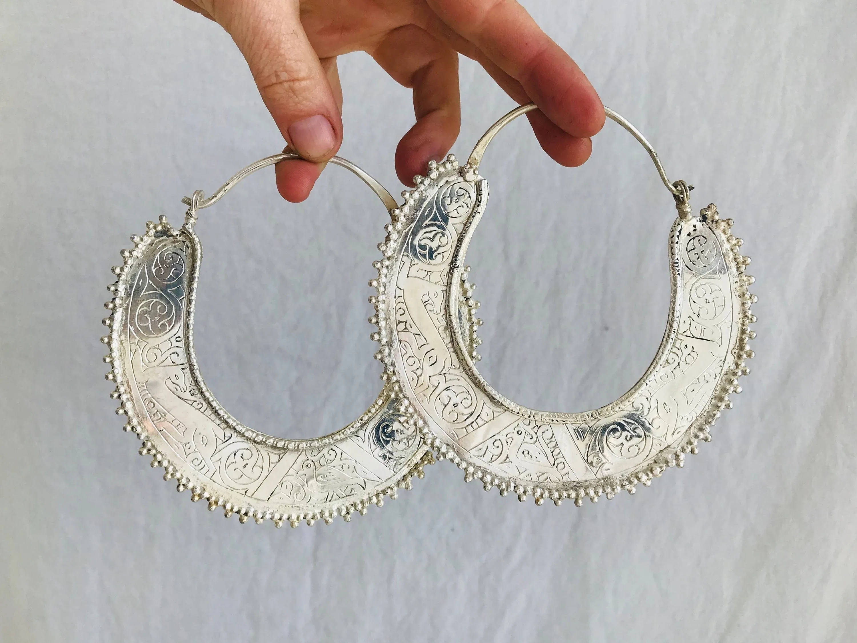 Huge Kuchi Hoop Earrings. Saw blade Afghani Hoops.