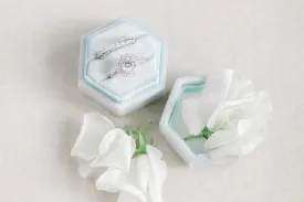 Ice Blue Velvet Hexagon Ring Box